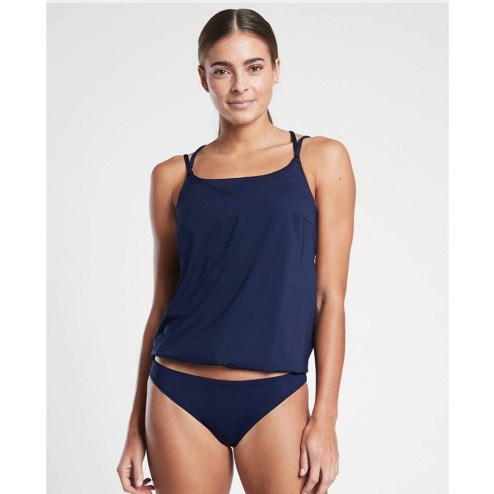 NWT Athleta Seascape Blousy Tankini - 32 D/DD - dress blue - 32 D/DD
